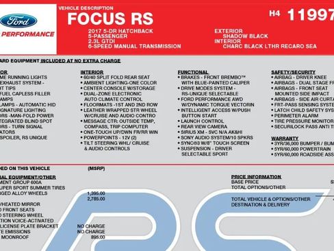 Used 2017 Ford Focus RS AWD/4WD image 2