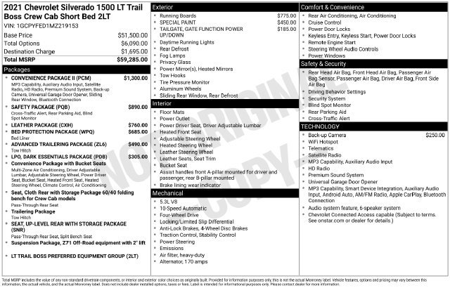 Used 2021 Chevrolet Silverado 1500 LT Trail Boss w/ Convenience Package II AWD/4WD image 7
