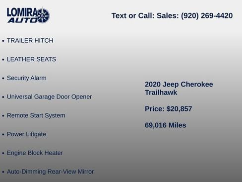 Used 2020 Jeep Cherokee Trailhawk w/ Comfort & Convenience Group AWD/4WD image 15