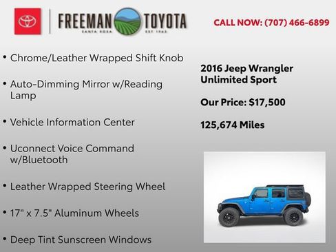 Used 2016 Jeep Wrangler Unlimited Sport w/ Quick Order Package 24S AWD/4WD image 13