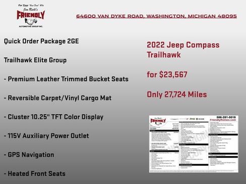 Used 2022 Jeep Compass Trailhawk w/ Trailhawk Elite Group AWD/4WD image 3