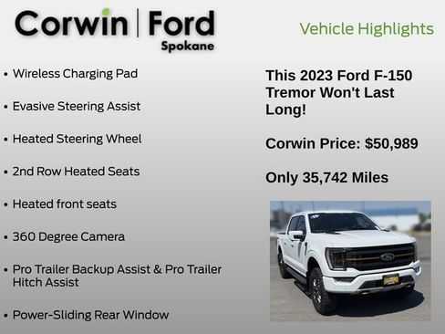 Certified 2023 Ford F150 Tremor w/ Equipment Group 402A High AWD/4WD image 31