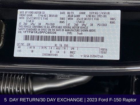 Used 2023 Ford F150 Raptor w/ Equipment Group 802A Raptor R AWD/4WD image 38