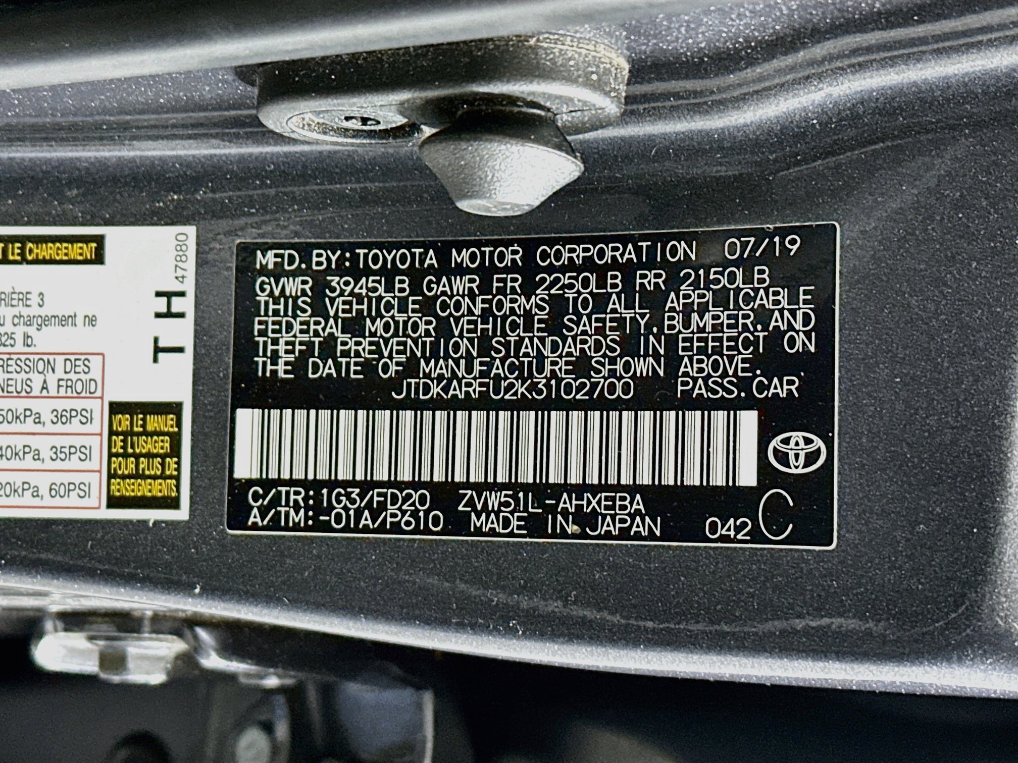 Used 2019 Toyota Prius LE FWD image 12