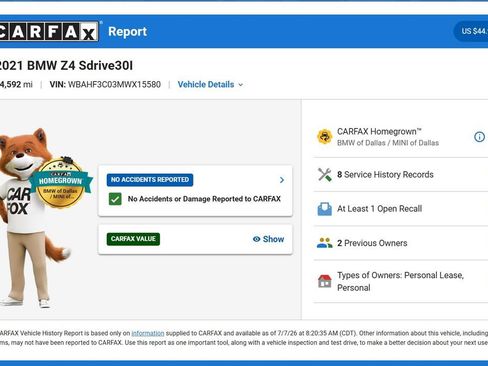 Used 2021 BMW Z4 sDrive30i w/ Premium Package RWD image 10