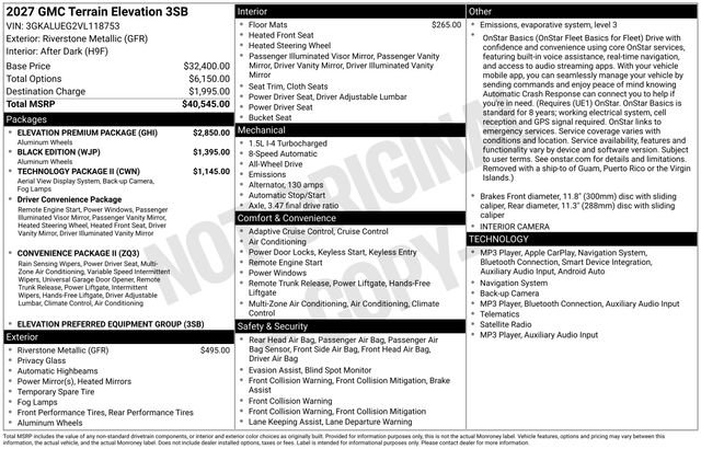 New 2027 GMC Terrain Elevation w/ Elevation Premium Package AWD/4WD image 3
