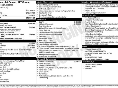 Used 2020 Chevrolet Camaro LT w/ RS Package RWD image 18
