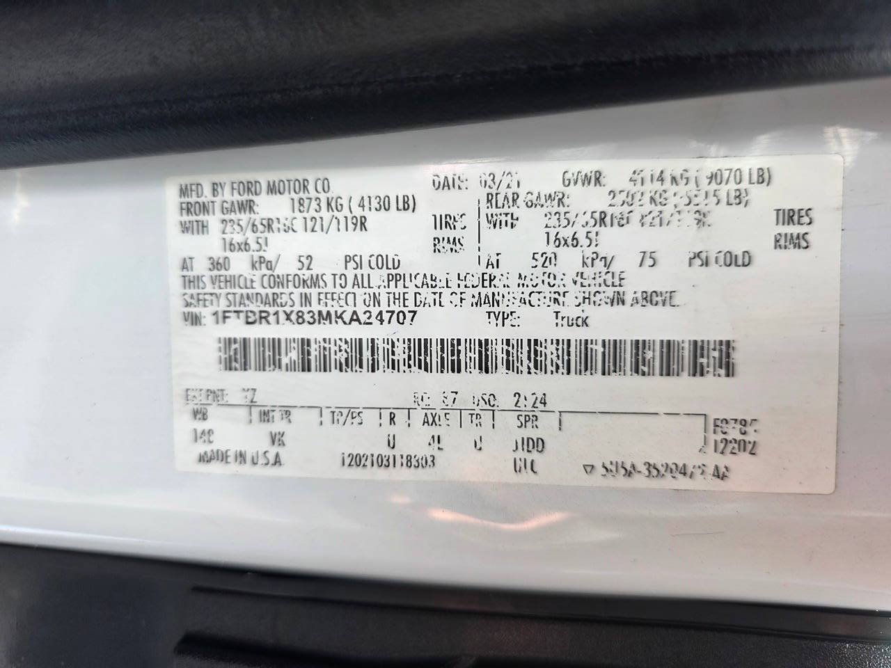 Used 2021 Ford Transit 250 148 High Roof w/ Load Area Protection Package RWD image 23