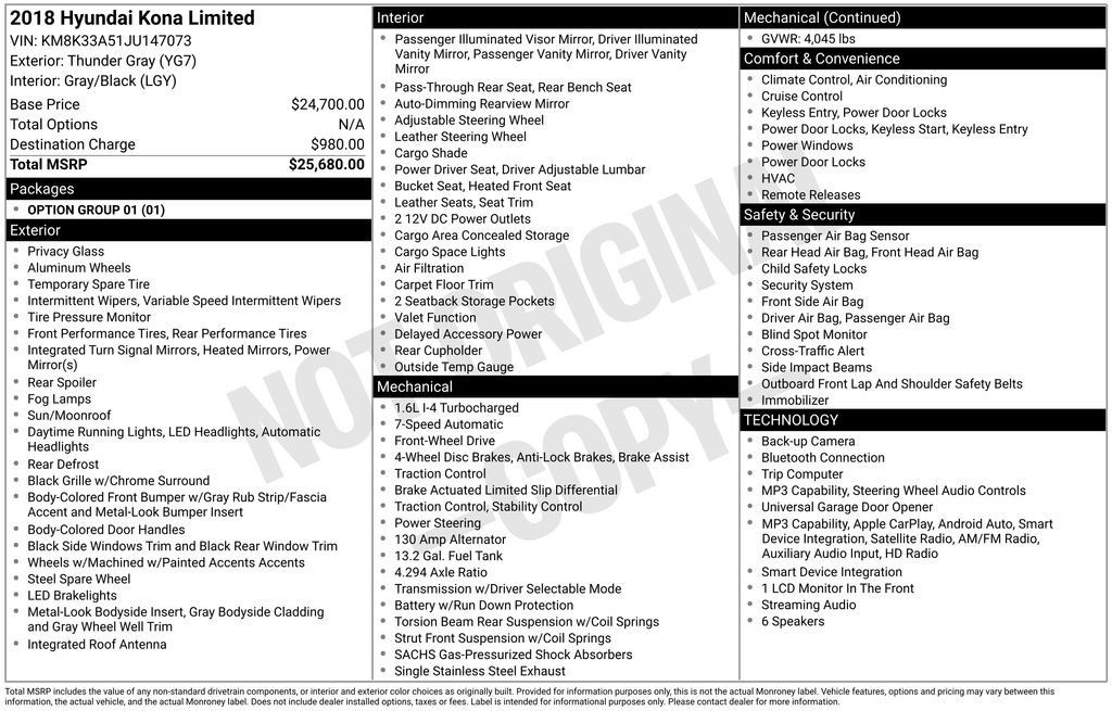 Used 2018 Hyundai Kona Limited FWD image 10