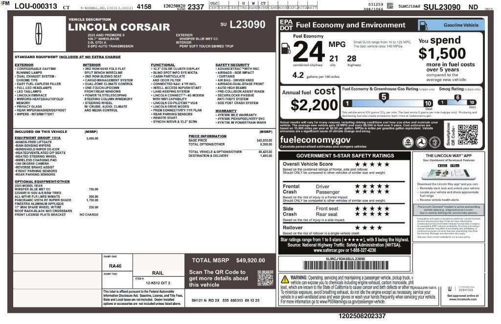 Used 2025 Lincoln Corsair AWD w/ Equipment Group 101A image 12