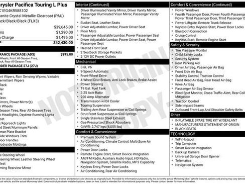 Used 2019 Chrysler Pacifica Touring-L Plus w/ S Appearance Package FWD image 3
