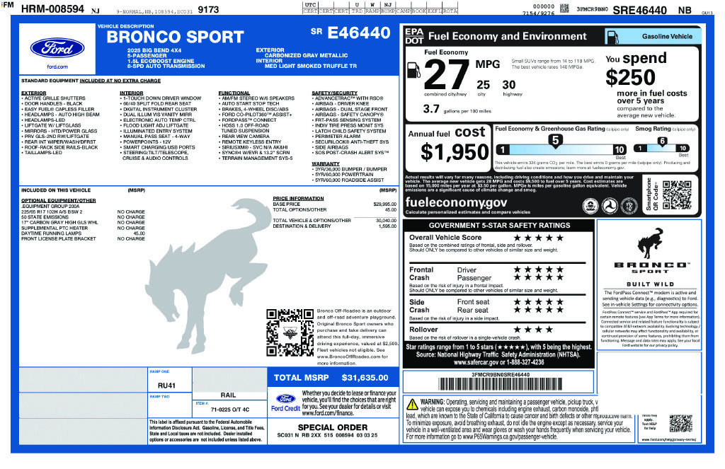 Used 2025 Ford Bronco Sport Big Bend AWD/4WD image 39