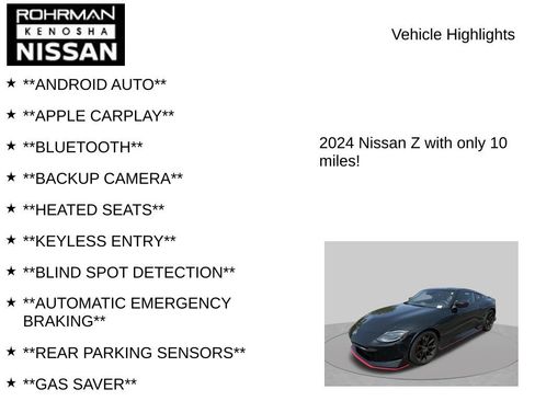 New 2024 Nissan Z Performance w/ Floor Mat Package RWD image 8