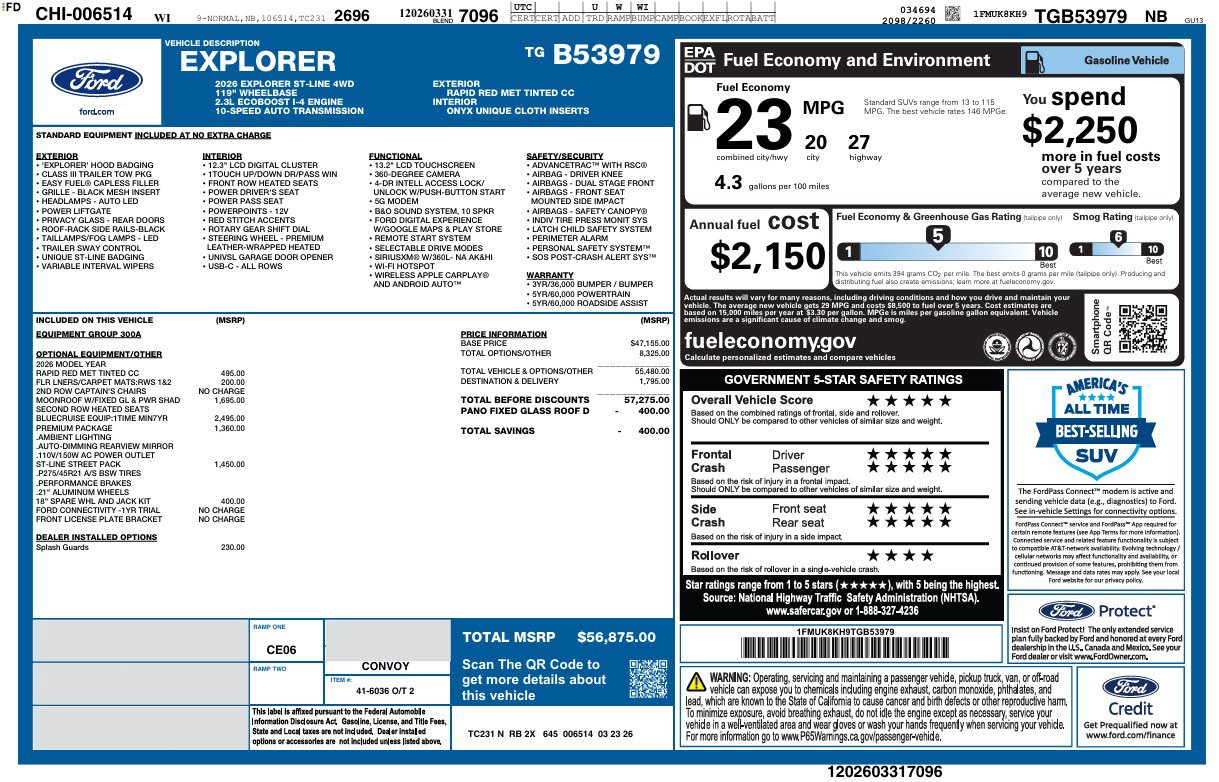 Used 2026 Ford Explorer ST-Line w/ ST-Line Street Pack AWD/4WD image 3