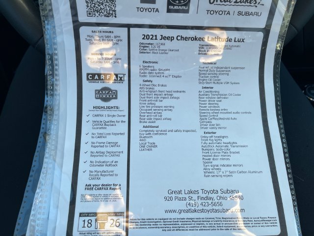Used 2021 Jeep Cherokee Latitude Lux AWD/4WD image 27