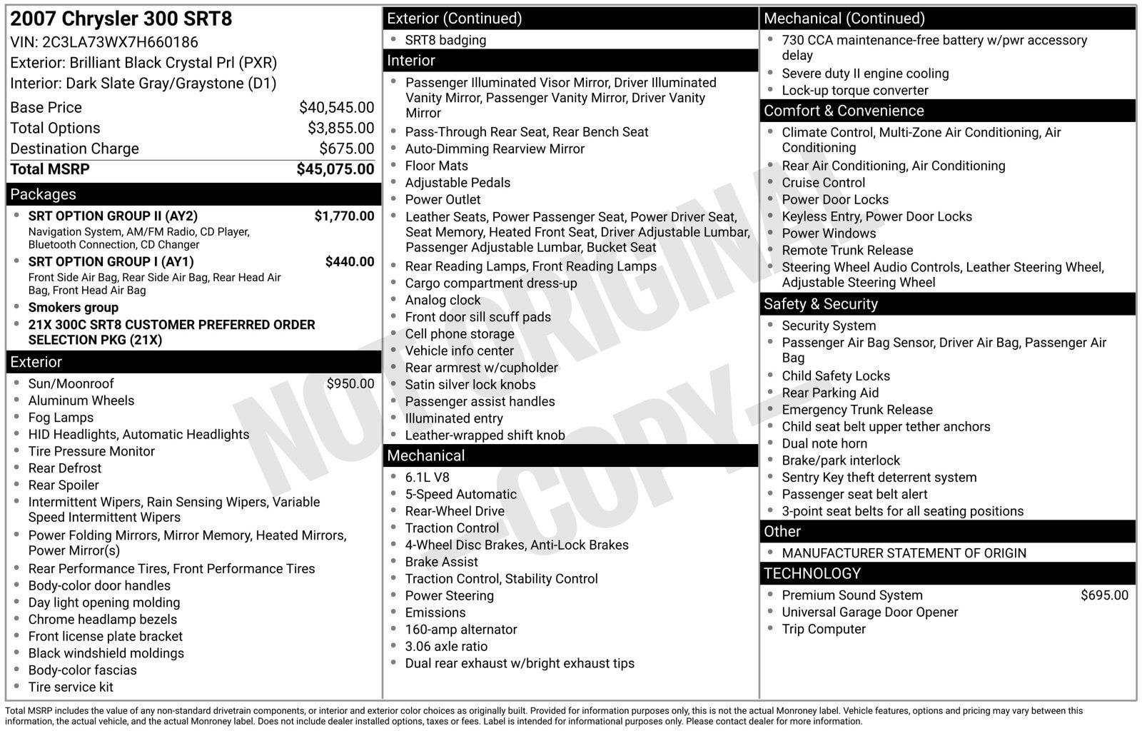 Used 2007 Chrysler 300 SRT8 w/ SRT Option Group II RWD image 4