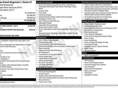 Certified 2025 Jeep Grand Wagoneer L Series III w/ Rear Seat Video Group 1 AWD/4WD image 25