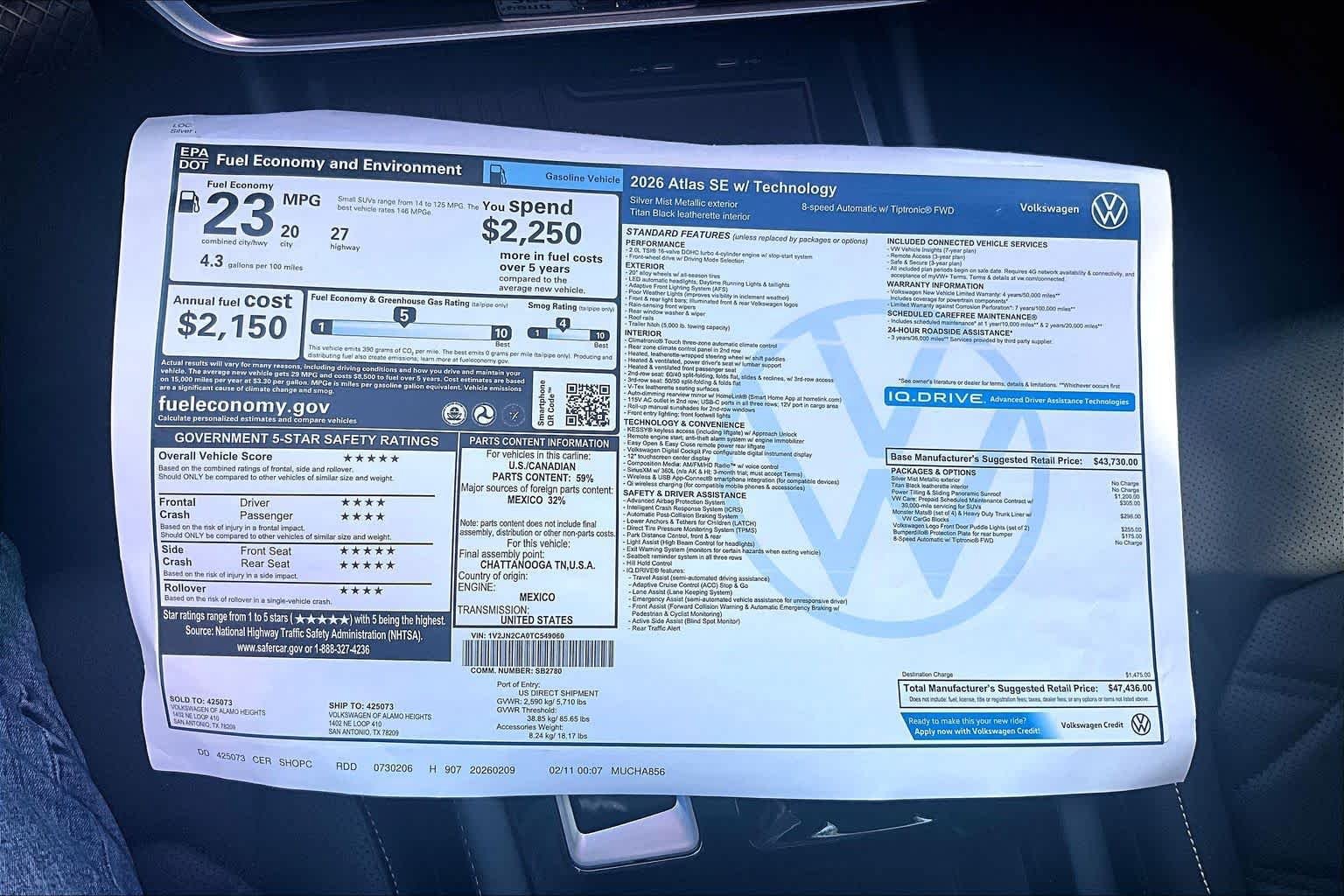 New 2026 Volkswagen Atlas SE FWD image 18