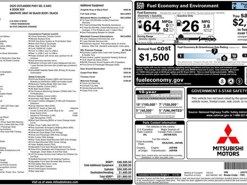Used 2025 Mitsubishi Outlander SEL AWD/4WD image 60