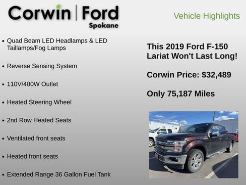 Used 2019 Ford F150 Lariat w/ Equipment Group 502A Luxury AWD/4WD image 17