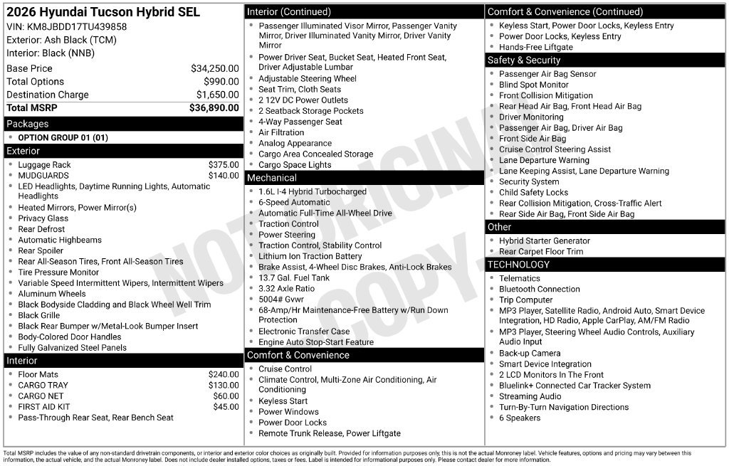 New 2026 Hyundai Tucson SEL AWD/4WD image 6