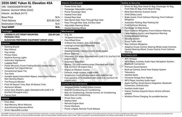 Used 2026 GMC Yukon XL Elevation AWD/4WD image 1