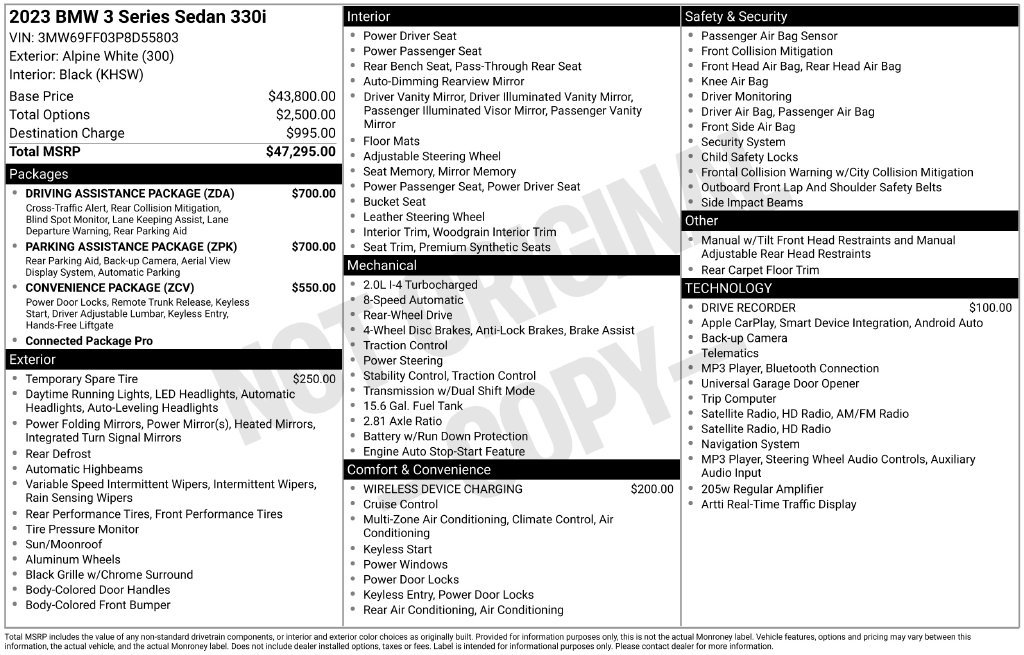 Used 2023 BMW 330i Sedan w/ Parking Assistance Package RWD image 5