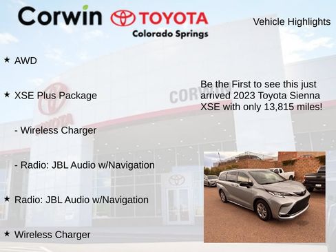 Used 2023 Toyota Sienna XSE w/ XSE Plus Package AWD/4WD image 4