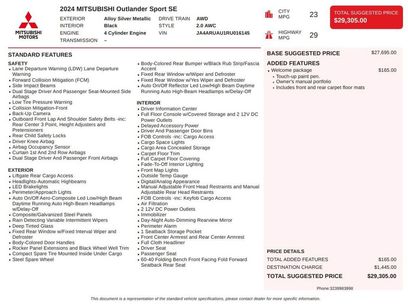Used 2024 Mitsubishi Outlander Sport SE