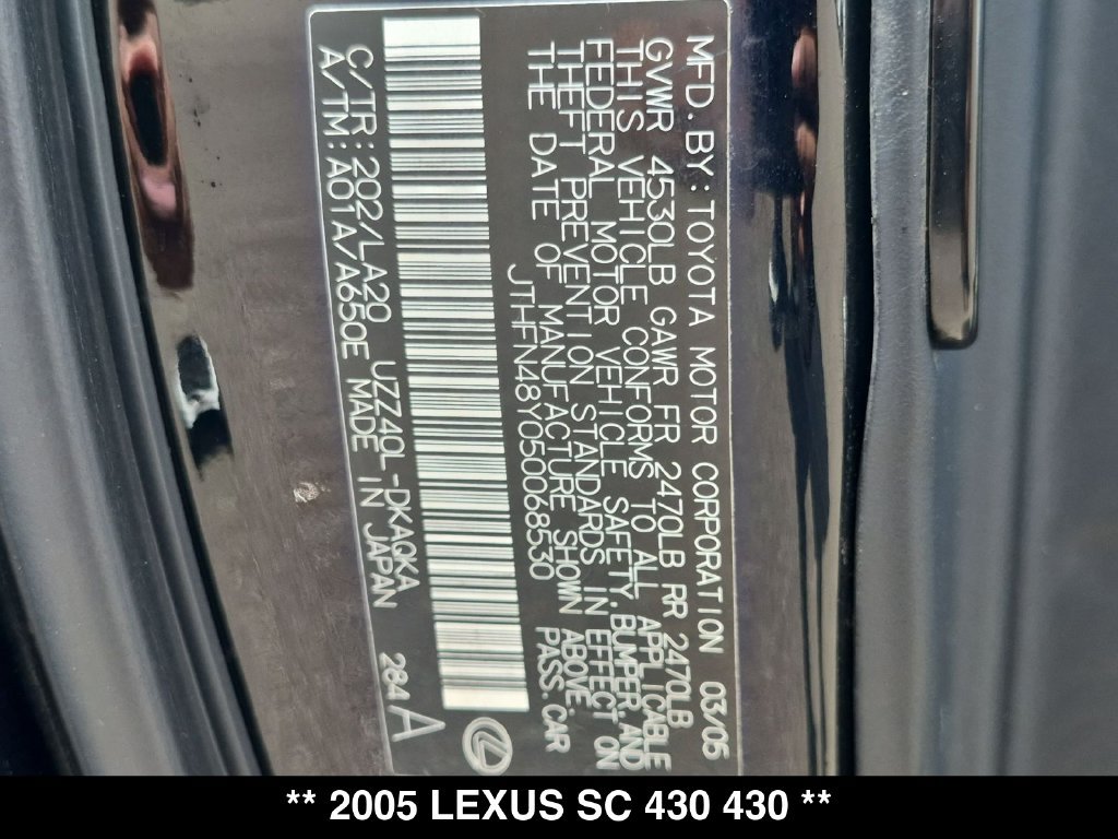 Used 2005 Lexus SC 430 Convertible w/ Preferred Accessory Pkg RWD image 25