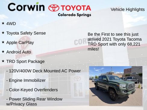 Used 2021 Toyota Tacoma TRD Sport w/ Technology Package AWD/4WD image 4
