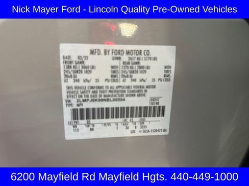 Used 2022 Lincoln Nautilus Reserve w/ Equipment Group 201A image 39