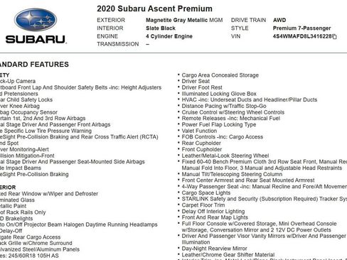 Used 2020 Subaru Ascent Premium w/ Convenience Package AWD/4WD image 17