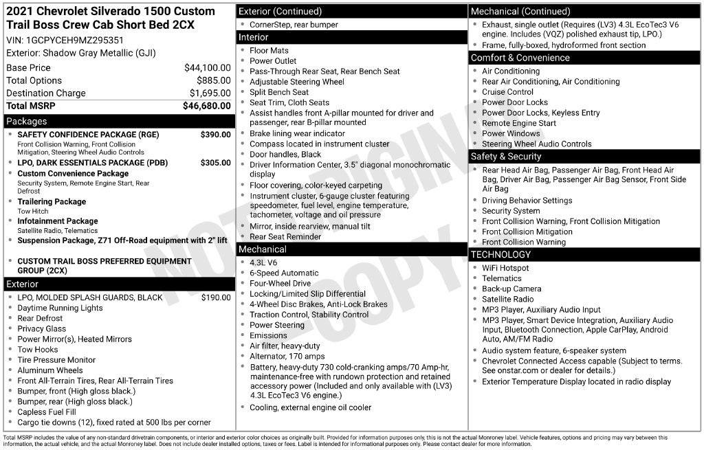 Used 2021 Chevrolet Silverado 1500 Custom Trail Boss w/ Safety Confidence Package AWD/4WD image 37