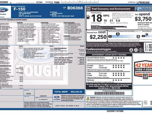Certified 2020 Ford F150 Lariat w/ Equipment Group 502A Luxury AWD/4WD image 45