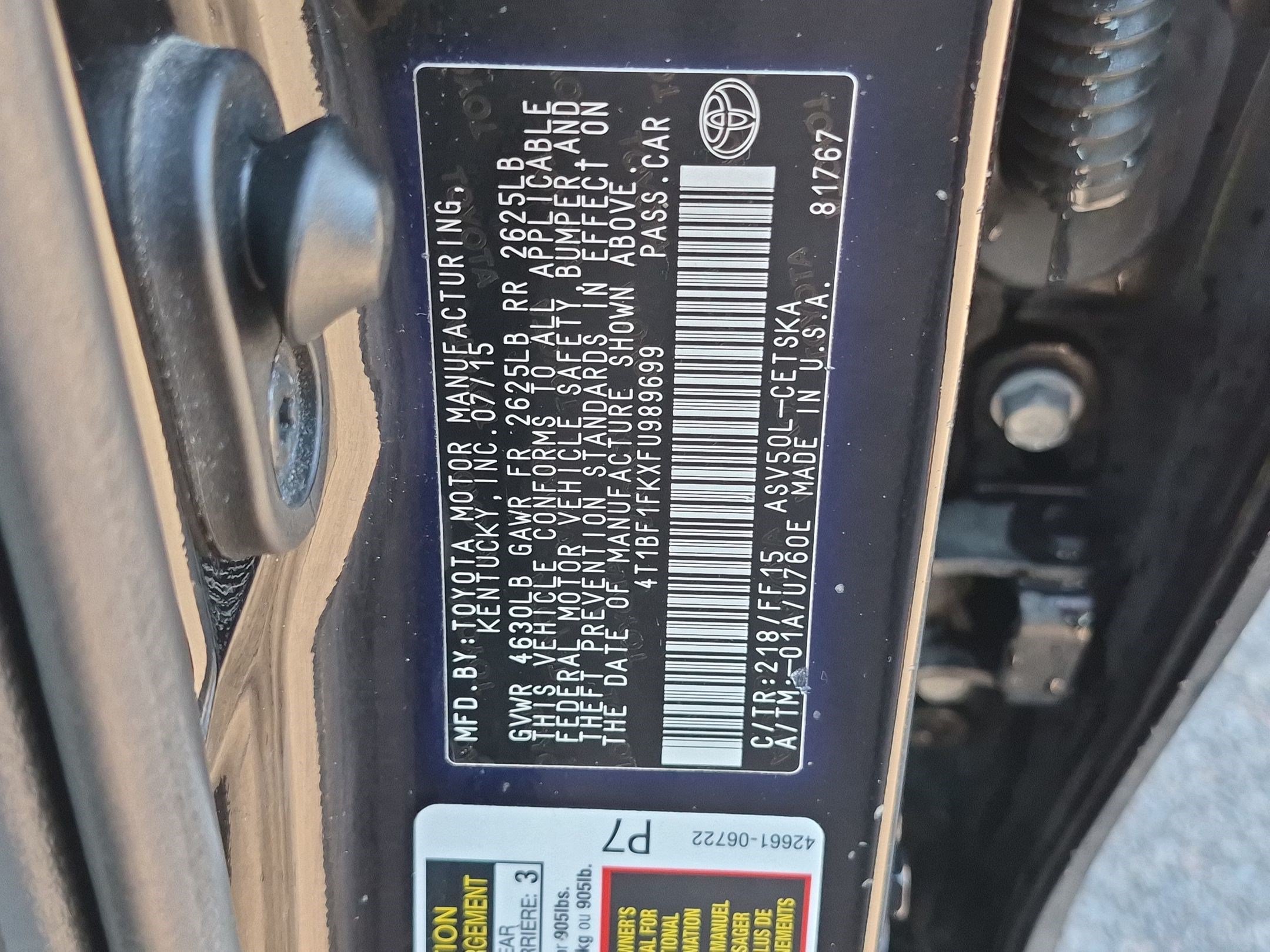 Used 2015 Toyota Camry SE w/ Moonroof Package FWD image 34