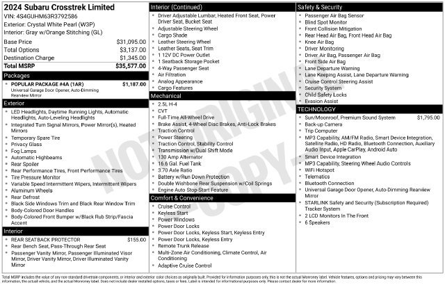 Used 2024 Subaru Crosstrek 2.5i Limited w/ Popular Package #4A AWD/4WD image 16