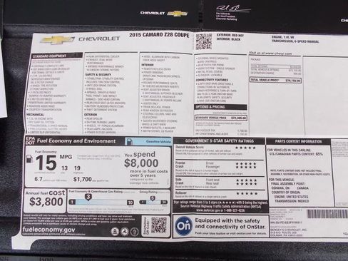 Used 2015 Chevrolet Camaro Z/28 image 78