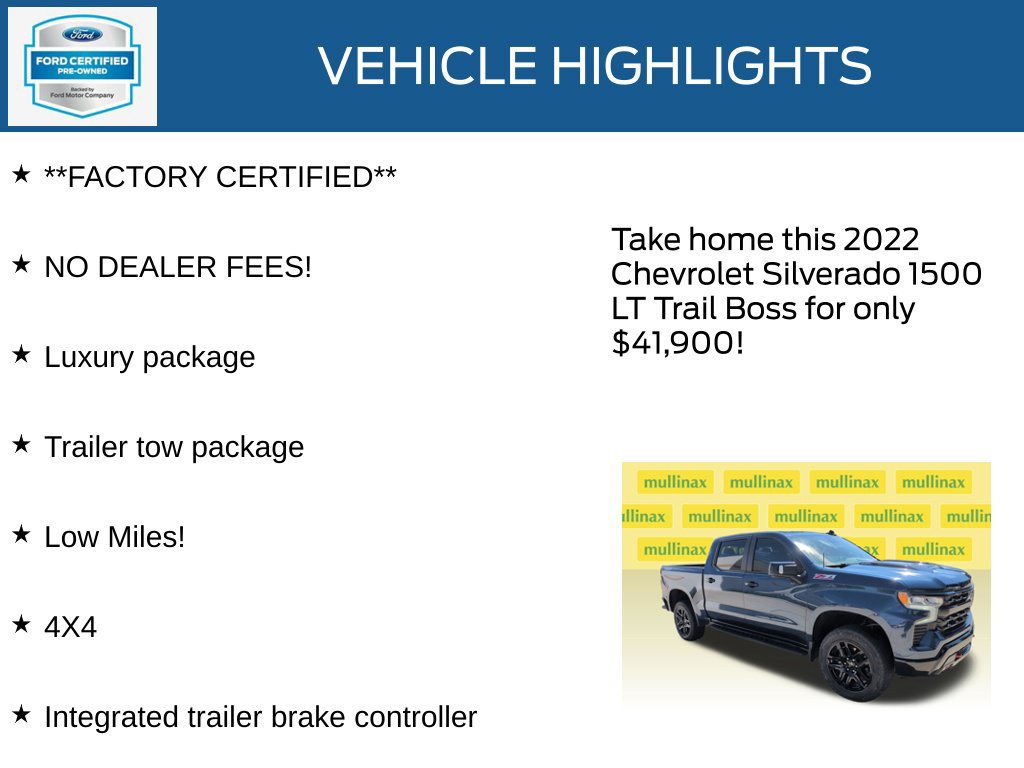 Used 2022 Chevrolet Silverado 1500 LT Trail Boss w/ LT Trail Boss Premium Package AWD/4WD image 12