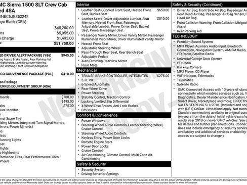 Used 2018 GMC Sierra 1500 SLT w/ Enhanced Driver Alert Package RWD image 2