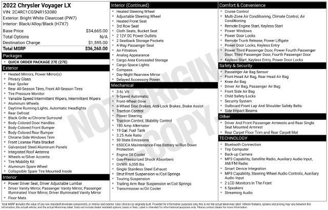 Used 2022 Chrysler Voyager LX FWD image 35