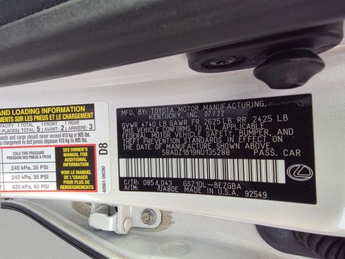 Certified 2022 Lexus ES 350 w/ Premium Package image 33