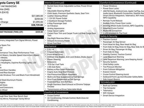 Certified 2022 Toyota Camry SE w/ Carpet Mat Package (TMS) FWD image 32