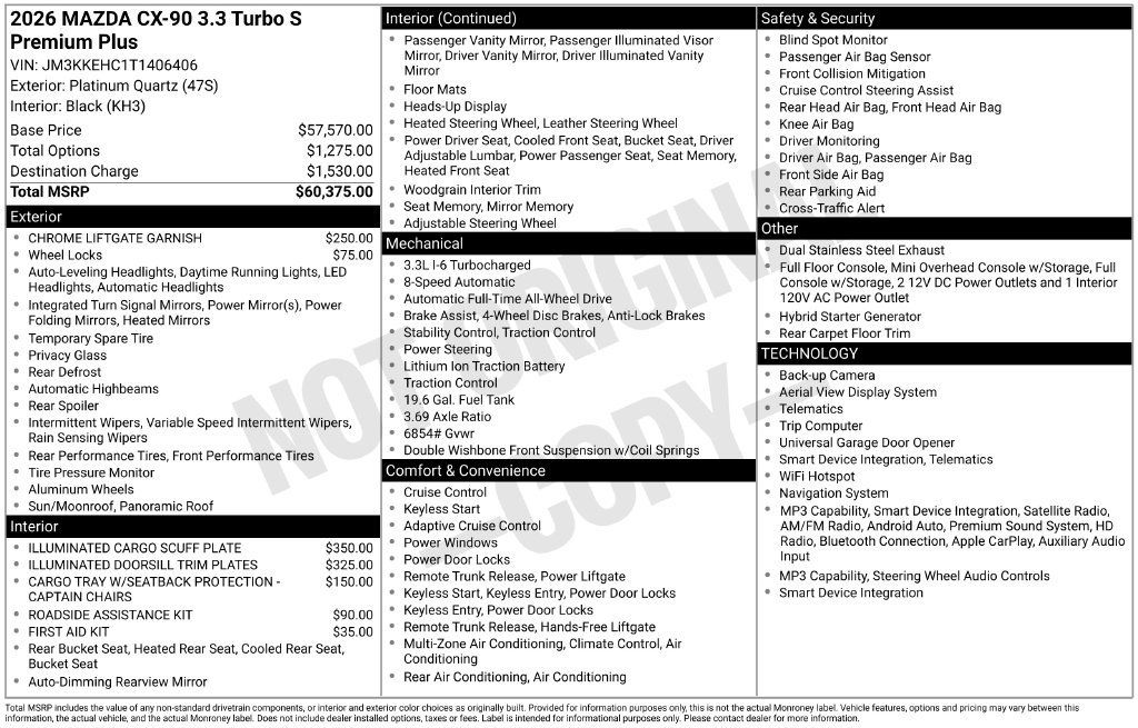 New 2026 MAZDA CX-90 3.3 Turbo S w/ Premium Plus AWD/4WD image 34