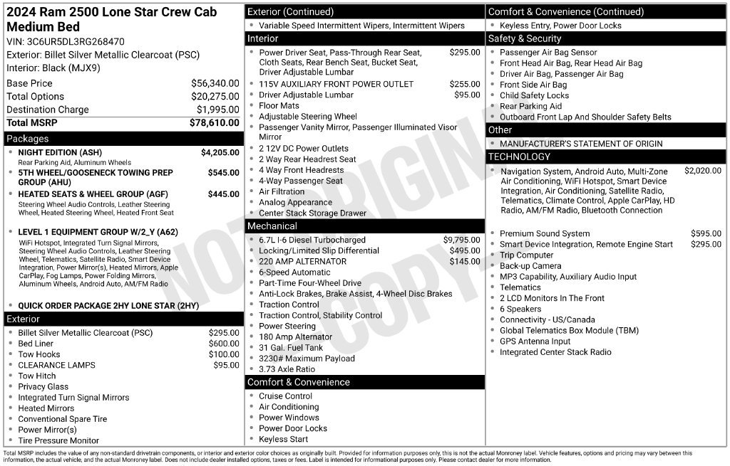 Used 2024 RAM 2500 Lone Star w/ Night Edition AWD/4WD image 5
