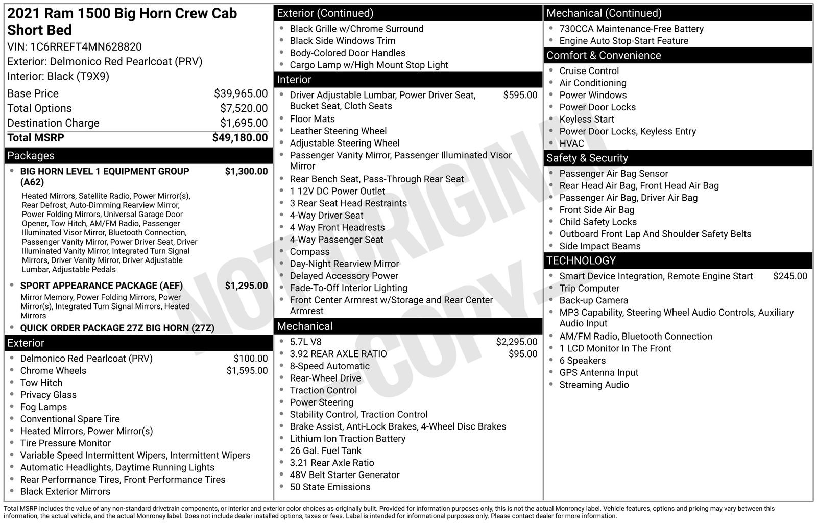 Used 2021 RAM 1500 Big Horn RWD image 1