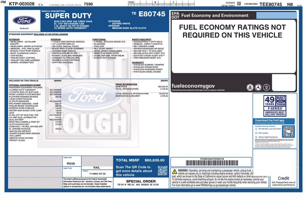 New 2026 Ford F350 XL w/ XL Chrome Package RWD image 2