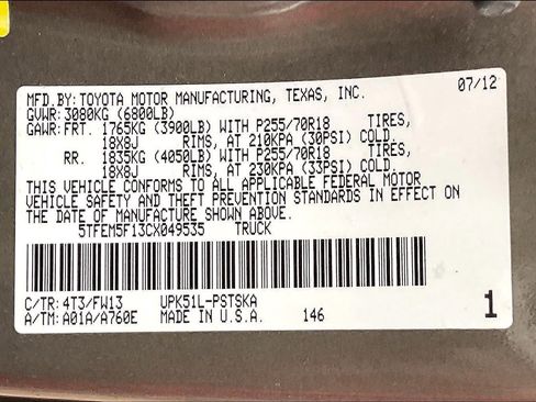 Used 2012 Toyota Tundra 2WD CrewMax w/ SR5 Pkg image 33