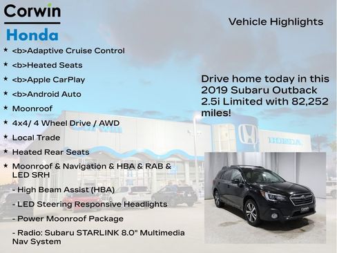 Used 2019 Subaru Outback 2.5i Limited w/ Popular Package #2 image 6