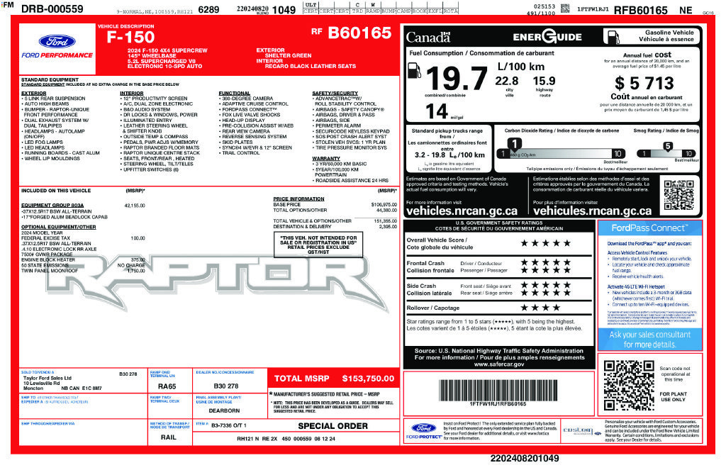 Used 2024 Ford F150 Raptor w/ Equipment Group 803A Raptor R AWD/4WD image 27